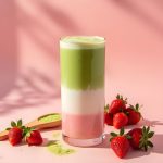 resep strawberry matcha latte